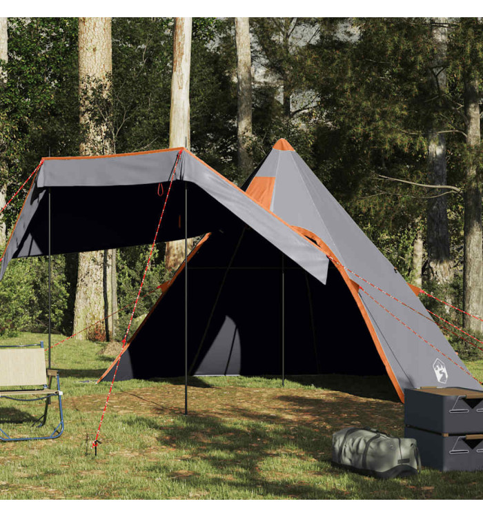 Tente de camping tipi 5 personnes gris imperméable | Mobilier & Déco