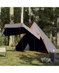 Tente de camping tipi 5 personnes gris imperméable | Mobilier & Déco