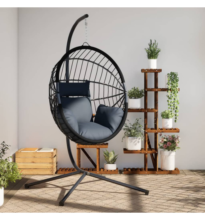 Chaise suspendue en forme d'œuf avec support anthracite | Mobilier & Déco