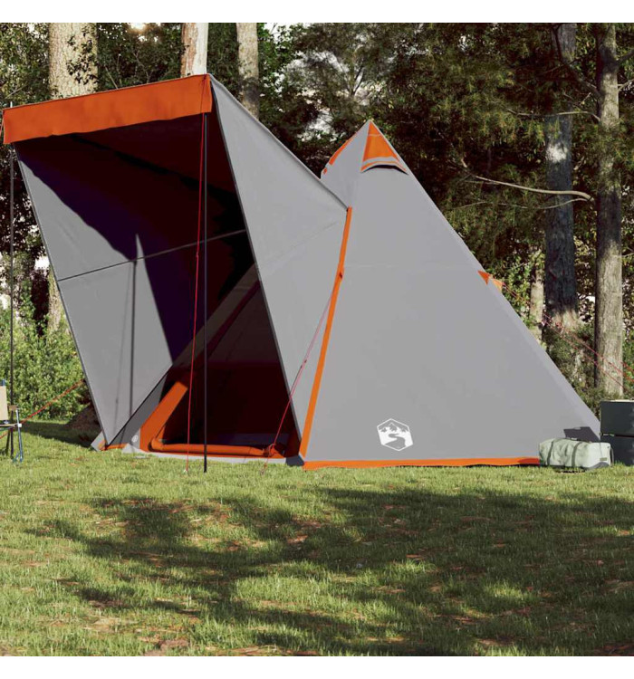Tente familiale tipi 6 personnes gris et orange imperméable | Mobilier & Déco