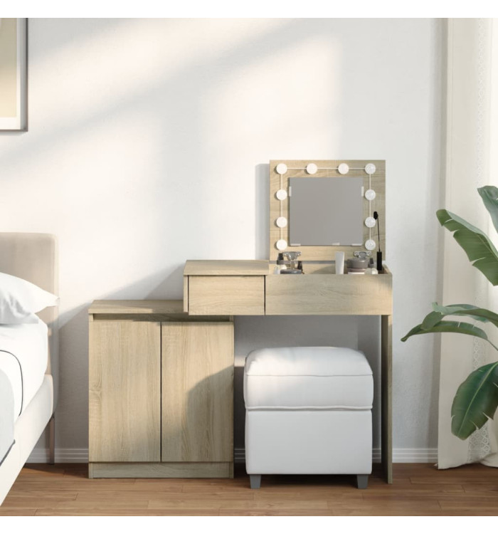 Coiffeuse avec LED chêne sonoma 115x37x110,5 cm | Mobilier & Déco