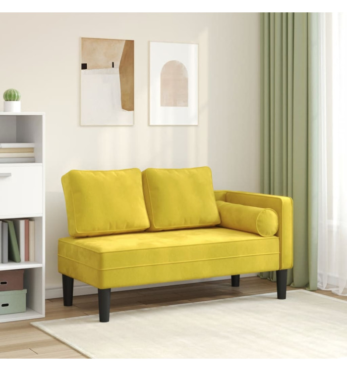 Chaise longue avec coussins jaune velours | Mobilier & Déco