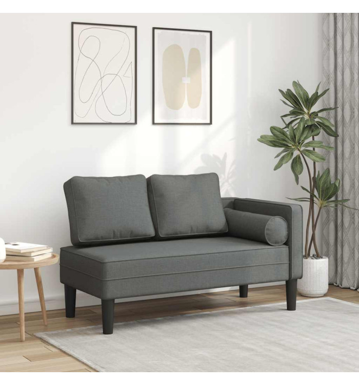 Chaise longue avec coussins gris foncé tissu | Mobilier & Déco