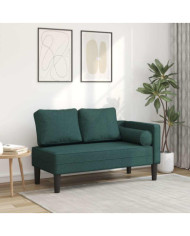 Chaise longue avec coussins vert foncé tissu | Mobilier & Déco