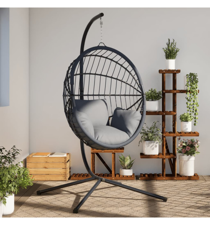 Support de chaise suspendue en forme d'œuf noir acier | Mobilier & Déco