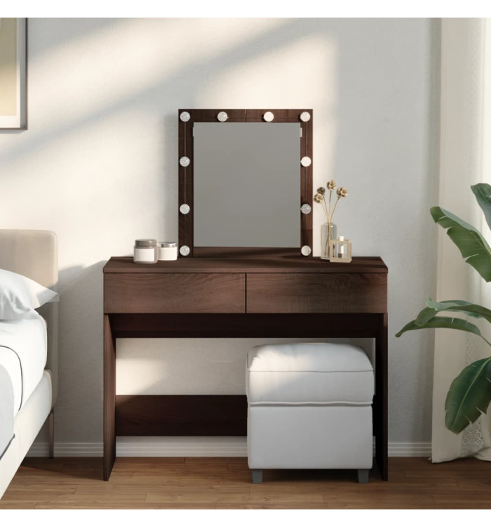 Coiffeuse avec LED chêne marron 100x40x130 cm | Mobilier & Déco