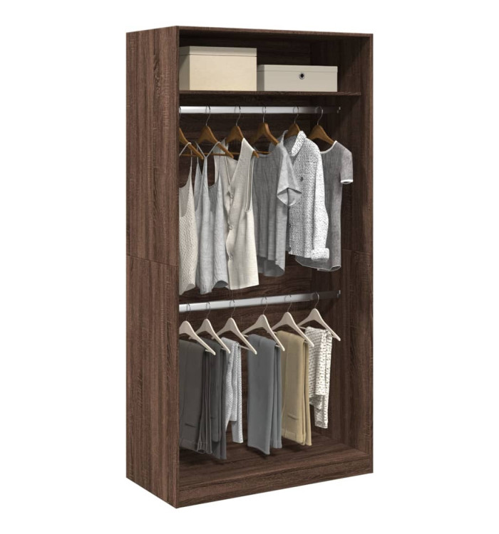 Garde-robe chêne marron 100x50x200 cm bois d'ingénierie | Mobilier & Déco
