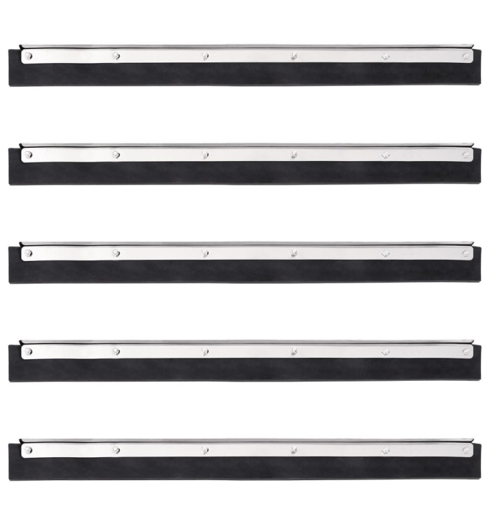 Têtes de raclette de sol 5 pcs 45,5x2x5 cm acier et caoutchouc | Mobilier & Déco