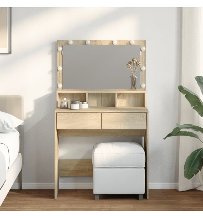 Coiffeuse avec LED chêne sonoma 80x41x134,5 cm | Mobilier & Déco