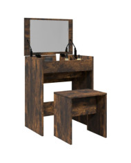Coiffeuse et tabouret chêne fumé 60x40x113,5 cm | Mobilier & Déco