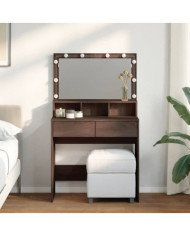 Coiffeuse avec LED chêne marron 80x41x134,5 cm | Mobilier & Déco