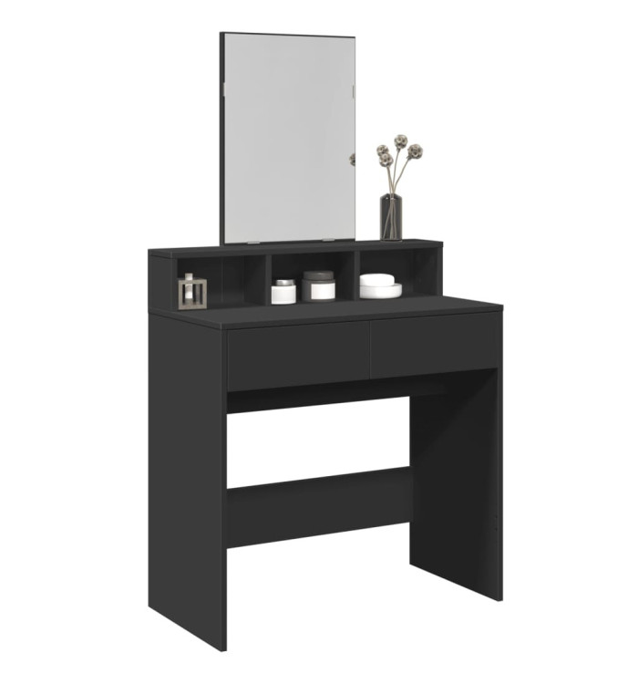 Coiffeuse avec miroir noir 80x41x144,5 cm | Mobilier & Déco