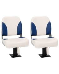 Ensemble de sièges de bateau pliables 4 pcs bleu et blanc | Mobilier & Déco