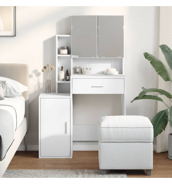 Coiffeuse avec armoire blanc 80x35x132 cm | Mobilier & Déco