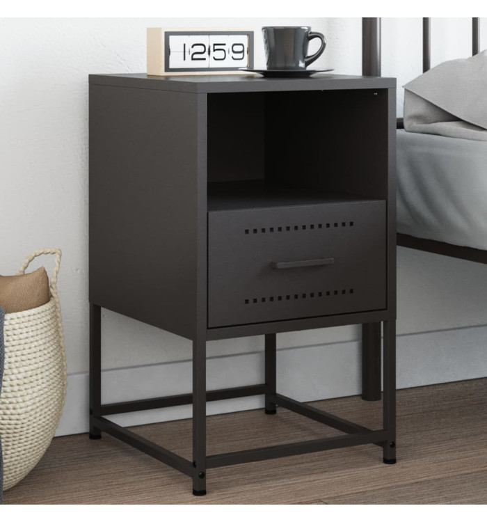 Table de chevet noir 36x39x60,5 cm acier | Mobilier & Déco