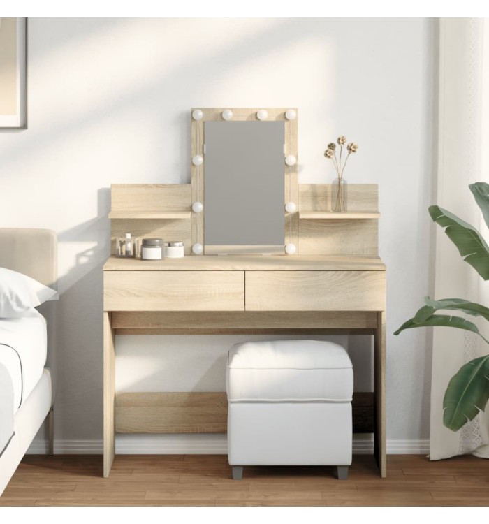 Coiffeuse avec LED chêne sonoma 100x40x130 cm | Mobilier & Déco