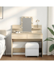 Coiffeuse avec LED chêne sonoma 100x40x130 cm | Mobilier & Déco