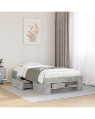 Cadre de lit sans matelas gris béton 75x190cm bois d'ingénierie | Mobilier & Déco