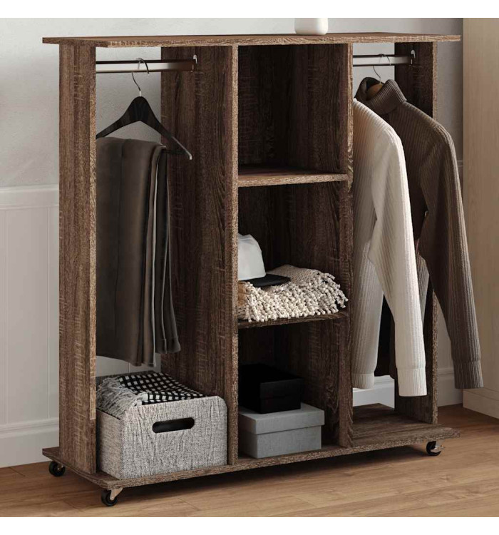 Garde-robe avec roues chêne marron 102x38x110cm bois ingénierie | Mobilier & Déco