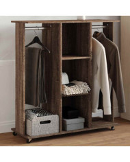 Garde-robe avec roues chêne marron 102x38x110cm bois ingénierie | Mobilier & Déco