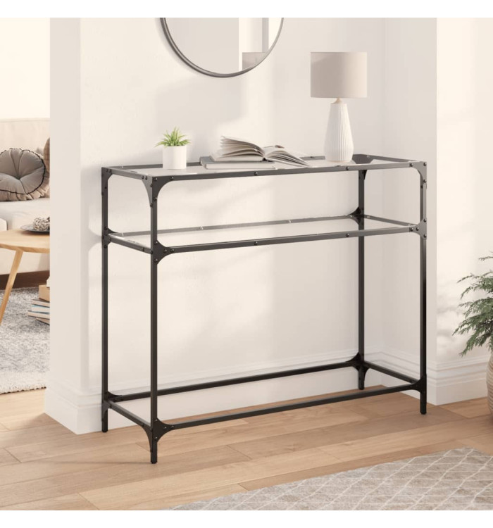 Table console avec dessus en verre transparent 98x35x81cm acier | Mobilier & Déco