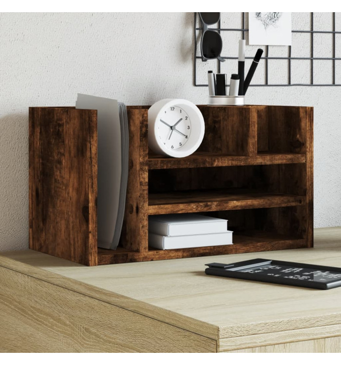 Organisateur de bureau chêne fumé 44,5x24x25 cm bois ingénierie | Mobilier & Déco