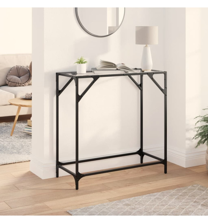 Table console avec dessus en verre transparent 80x35x81cm acier | Mobilier & Déco