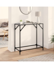 Table console avec dessus en verre transparent 80x35x81cm acier | Mobilier & Déco