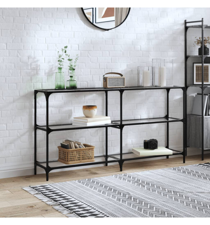 Table console avec dessus en verre transparent 158,5x30x81 cm | Mobilier & Déco