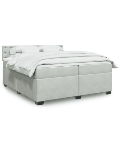 Sommier à lattes de lit et matelas Gris clair 200x200cm Velours | Mobilier & Déco