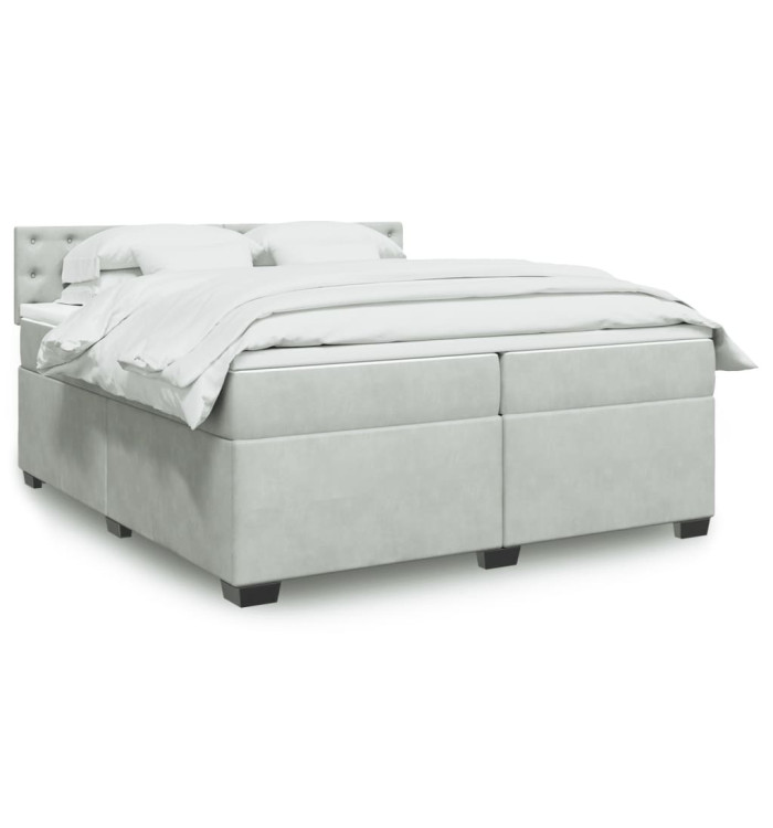 Sommier à lattes de lit et matelas Gris clair 200x200cm Velours | Mobilier & Déco