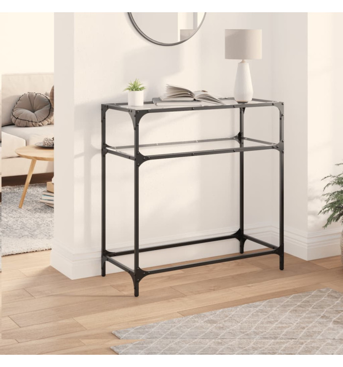 Table console avec dessus en verre transparent 80x35x81cm acier | Mobilier & Déco