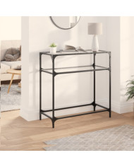 Table console avec dessus en verre transparent 80x35x81cm acier | Mobilier & Déco