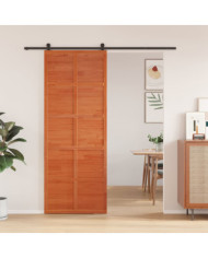 Porte de grange marron cire 80x208 cm bois massif de pin | Mobilier & Déco