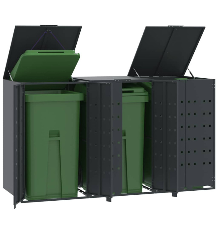 Rangement à roulettes pour poubelles pour 3 bacs anthracite | Mobilier & Déco