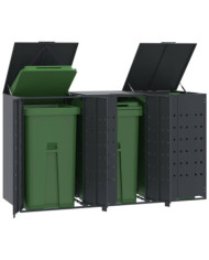 Rangement à roulettes pour poubelles pour 3 bacs anthracite | Mobilier & Déco