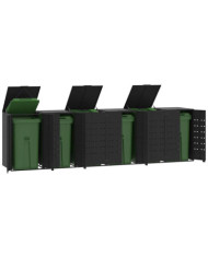 Rangement à roulettes pour poubelles pour 6 bacs noir acier | Mobilier & Déco