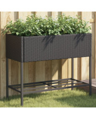 Jardinière avec étagère noir résine tressée | Mobilier & Déco