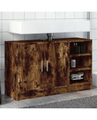 Armoire d'évier chêne fumé 90x29x55 cm bois d'ingénierie | Mobilier & Déco