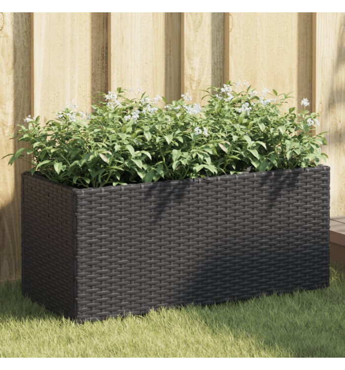 Jardinières avec 2 pots 2 pcs noir 72x30x32 cm résine tressée | Mobilier & Déco