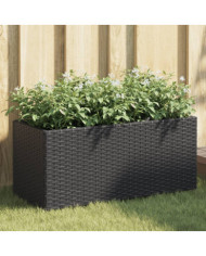 Jardinières avec 2 pots 2 pcs noir 72x30x32 cm résine tressée | Mobilier & Déco