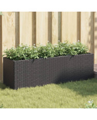 Jardinière avec 3 pots noir 105x30x32 cm résine tressée | Mobilier & Déco