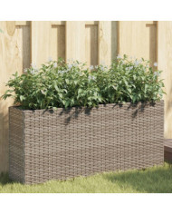 Jardinière avec 2 pots gris 90x20x40 cm résine tressée | Mobilier & Déco