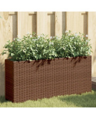 Jardinières avec 2 pots 2 pcs marron 90x20x40 cm résine tressée | Mobilier & Déco