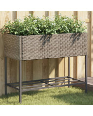 Jardinière avec étagère gris résine tressée | Mobilier & Déco
