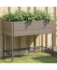Jardinières avec étagère 2 pcs gris 90x40x75 cm résine tressée | Mobilier & Déco