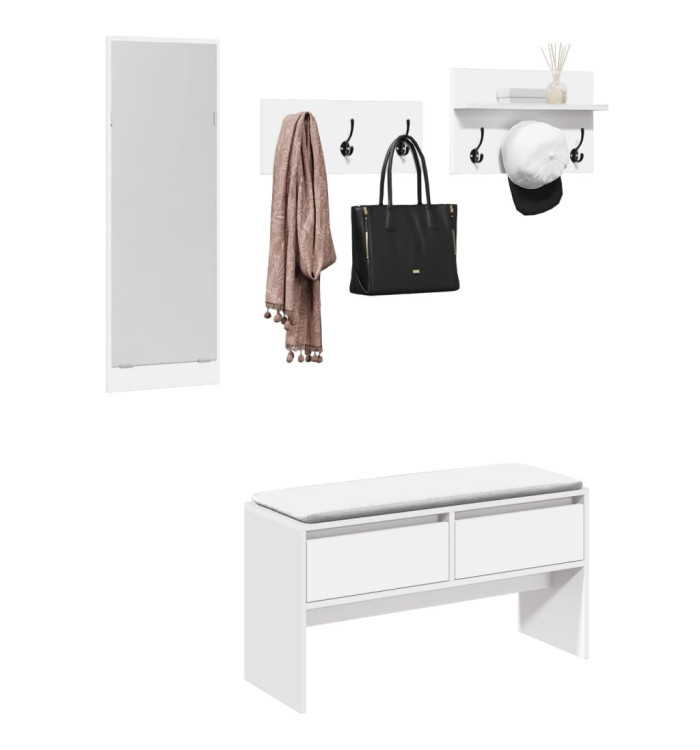 Ensemble de meubles de couloir 4 pcs blanc bois d'ingénierie | Mobilier & Déco