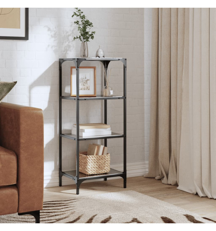 Étagère de rangement avec dessus en verre noir 40x30x95cm acier | Mobilier & Déco