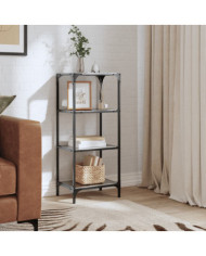 Étagère de rangement avec dessus en verre noir 40x30x95cm acier | Mobilier & Déco