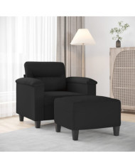 Fauteuil avec repose-pied Noir 60 cm Tissu microfibre | Mobilier & Déco